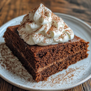 Best molasses cake slice with whipped cream
